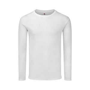 Maglia promozionale uomo manica lunga bianca in cotone 140gr Fruit of the Loom ICONIC LONG SLEEVE T MKT1322 - Bianco