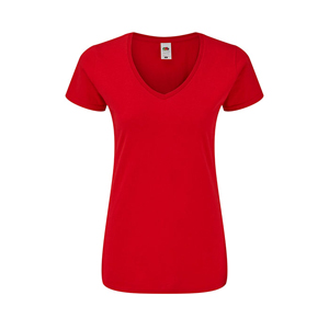 T shirt promozionale donna in cotone 150 gr Fruit of the Loom ICONIC V-NECK MKT1327 - Rosso