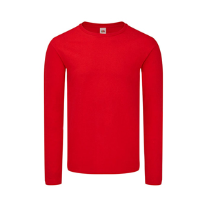 Maglietta pubblicitaria uomo manica lunga in cotone 150 gr Fruit of the Loom ICONIC LONG SLEEVE T MKT1330 - Rosso