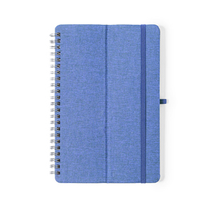 Quaderno a spirale con copertina in rpet e supporto smartphone e penna in formato A5 MAISUX MKT1494 - Blu