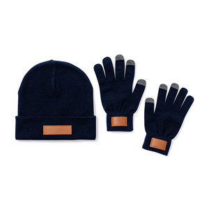 Berretto invernale e guanti touch | Set 2 pezzi in acrilico PRASAN MKT1805 - Blu Navy