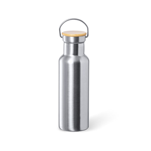 Bottiglia termica acciaio con dettagli legno 500 ml DUKY MKT1857 - Platino