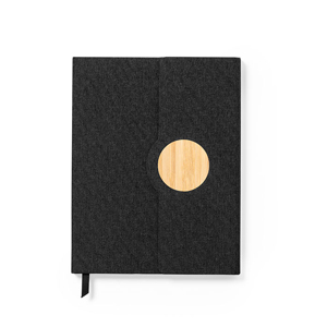 Quaderno personalizzato con copertina in rpet e bamboo in formato A5 AQUO MKT1893 - Nero