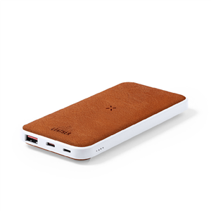 Power bank wireless da 8000mAh in pelle riciclata YERRY RCS MKT1985 - Marrone