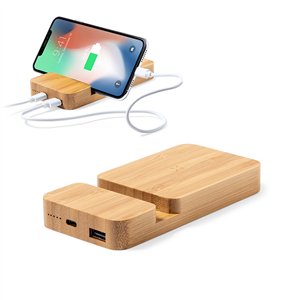 Power bank wireless da 5000mAh in bamboo DRALIA MKT1987 - Neutro