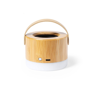 Cassa Bluetooth personalizzata in bamboo con luci Led DURBAL MKT1989 - Neutro