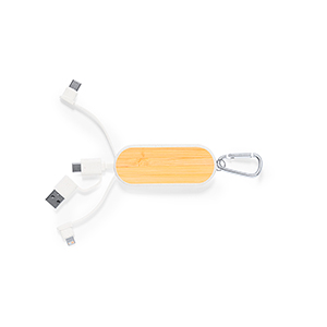 Cavetto adattatore personalizzato in fibra di grano e bambù con Micro USB, Tipo C e Lightning ABBY MKT20259 - Naturale