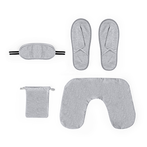 Set da viaggio personalizzato con ciabatte, cuscino e mascherina ALKES MKT20361 - Grigio