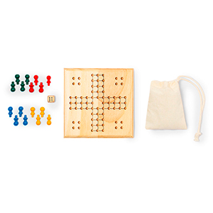 Gioco personalizzato del parcheesi in legno. Custodia in cotone THUMPER MKT20403 - Neutro