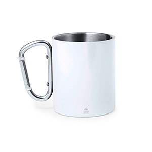 Tazza da campeggio personalizzata in acciaio riciclato da 300 ml LECRER MKT20456 - Bianco