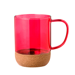 Tazza in vetro personalizzata da 450 ml con fondo in sughero  SARYNE MKT20524 - Rosso