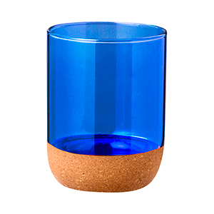 Bicchiere in vetro personalizzato con base in sughero da 450 ml BIXLO MKT20525 - Blu