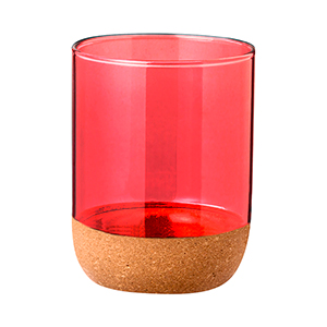 Bicchiere in vetro personalizzato con base in sughero da 450 ml BIXLO MKT20525 - Rosso