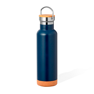 Borraccia termica personalizzata con fondo in sughero e tappo in bambù da 650 ml DIXONT MKT20714 - Blu Navy