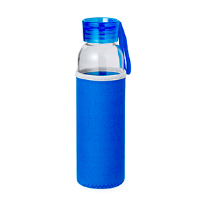 Borraccia in vetro personalizzata da 500 ml con custodia in Soft Shell VENEN MKT20727 - Blu