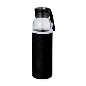 Borraccia in vetro personalizzata da 500 ml con custodia in Soft Shell VENEN MKT20727 - Nero