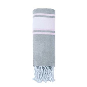 Telo fouta cm 90x180 cm in cotone riciclato ripiegabile in sacchetta CAREY MKT20754 - Grigio