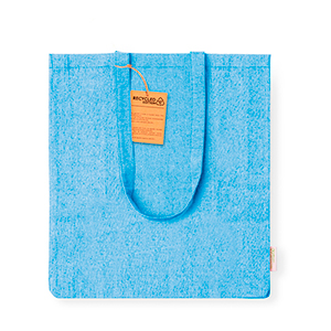 Shopper personalizzata in cotone riciclato 140 gr/m2 cm 38x42x8 BESTLA MKT20770 - Azzurro