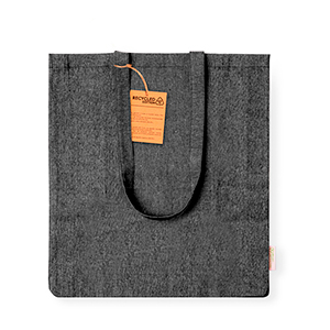 Shopper personalizzata in cotone riciclato 140 gr/m2 cm 38x42x8 BESTLA MKT20770 - Nero