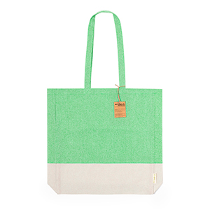 Shopper personalizzata in cotone riciclato 120 gr/m2 cm 38x42x8 KAUNA MKT20772 - Verde