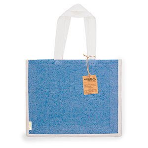 Shopper personalizzata in cotone riciclato 140 gr/m2 e Juta cm 45x36x11 TALARA MKT20774 - Blu