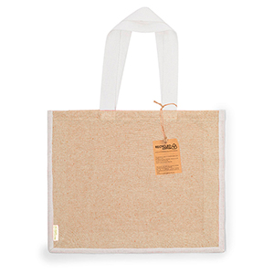 Shopper personalizzata in cotone riciclato 140 gr/m2 e Juta cm 45x36x11 TALARA MKT20774 - Naturale