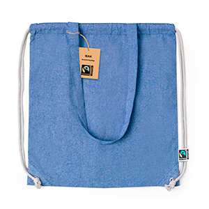 Sacca borsa personalizzata in cotone riciclato 140 gr/m2 RIAK FAIRTRADE MKT20776 - Blu