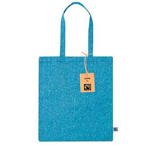 Shopper personalizzata in cotone riciclato 120 gr/m2 cm 38x42 LAZAR FAIRTRADE MKT20777 - Blu