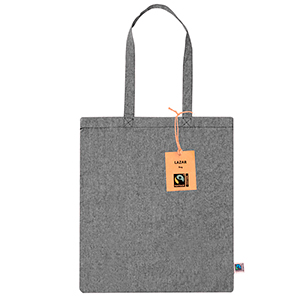 Shopper personalizzata in cotone riciclato 120 gr/m2 cm 38x42 LAZAR FAIRTRADE MKT20777 - Nero