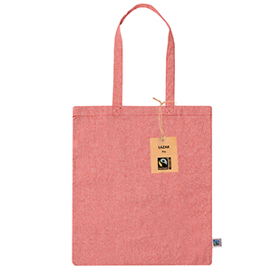 Shopper personalizzata in cotone riciclato 120 gr/m2 cm 38x42 LAZAR FAIRTRADE MKT20777 - Rosso