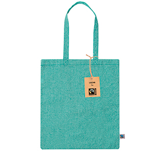 Shopper personalizzata in cotone riciclato 120 gr/m2 cm 38x42 LAZAR FAIRTRADE MKT20777 - Verde