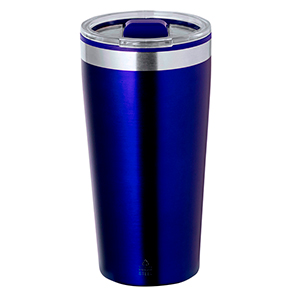 Bicchiere termico personalizzato in acciaio riciclato da 600 ml DIONE MKT20783 - Blu