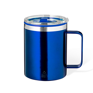 Tazza termica personalizzata in acciaio riciclato da 400 ml SUPRAX MKT20784 - Blu