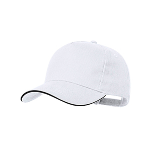 Cappellino da baseball personalizzato in cotone con 5 pannelli e chiusura con fibbia MIMAX MKT20830 - Bianco