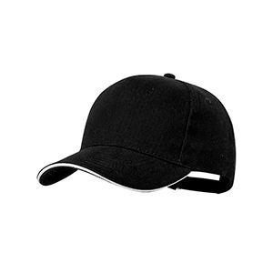 Cappellino da baseball personalizzato in cotone con 5 pannelli e chiusura con fibbia MIMAX MKT20830 - Nero