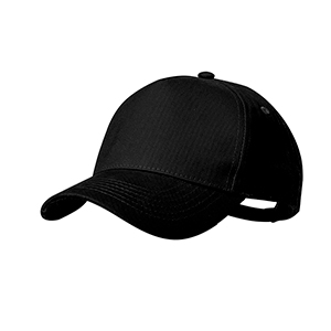 Cappellino personalizzato in cotone biologico con 5 pannelli e chiusura con fibbia GLEYRE MKT20833 - Nero