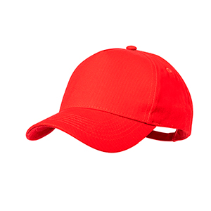 Cappellino personalizzato in cotone biologico con 5 pannelli e chiusura con fibbia GLEYRE MKT20833 - Rosso