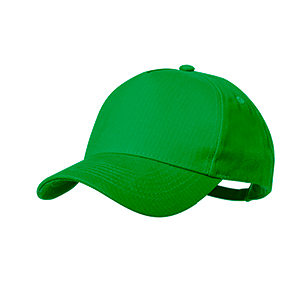 Cappellino personalizzato in cotone biologico con 5 pannelli e chiusura con fibbia GLEYRE MKT20833 - Verde