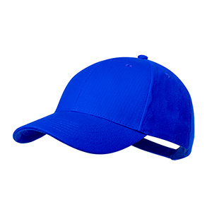 Cappellino personalizzato in cotone biologico con 6 pannelli e chiusura con fibbia CALIPSO MKT20834 - Blu