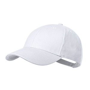 Cappellino personalizzato in cotone biologico con 6 pannelli e chiusura con fibbia CALIPSO MKT20834 - Bianco