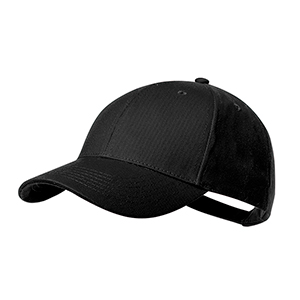 Cappellino personalizzato in cotone biologico con 6 pannelli e chiusura con fibbia CALIPSO MKT20834 - Nero