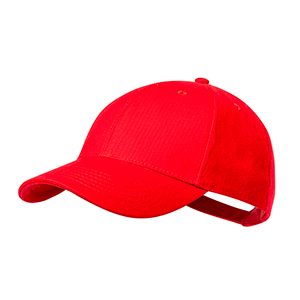 Cappellino personalizzato in cotone biologico con 6 pannelli e chiusura con fibbia CALIPSO MKT20834 - Rosso