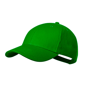 Cappellino personalizzato in cotone biologico con 6 pannelli e chiusura con fibbia CALIPSO MKT20834 - Verde