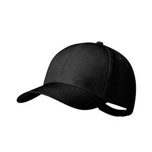 Cappellino baseball personalizzato in rpet con 6 pannelli OCONOR MKT20835 - Nero