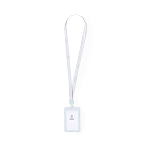 Laccio collo personalizzato in poliestere con porta badge FLECK MKT20931 - Bianco