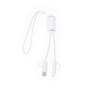 Cavo caricatore personalizzato in estratti di pietra con Micro USB, Tipo C e Lightning SURGEX MKT21042 - Bianco