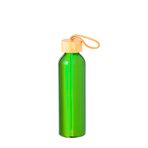 Borraccia ecologica personalizzata in alluminio riciclato con tappo in bamboo da 600 ml IRVINSON MKT21058 - Verde