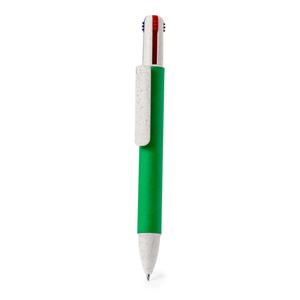 Penna con 4 colori personalizzabile SURTUM, in cartone riciclato e fibra di grano  MKT21076 - Verde