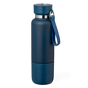 Borraccia termica personalizzata da 500 ml con bicciere da 300 ml FLAUTROK MKT21123 - Blu Navy