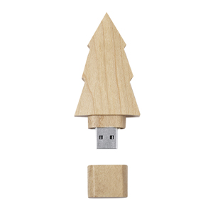 USB personalizzate in legno NESKUP 16GB, a forma di albero di Natale MKT21271 - Naturale